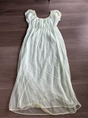 Vintage milkmaid maxi Hamilton Mint Green Sheer Dress